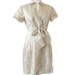 ANTONI MELANI Wrap White Midi Cocktail Dress Size Small